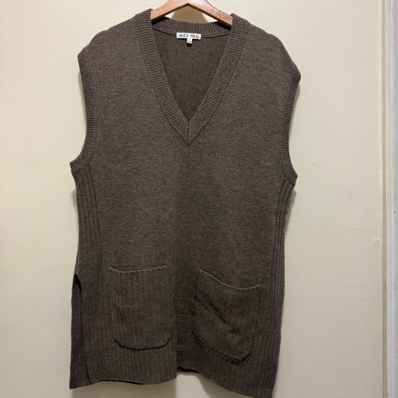 Alex Mill Kiah Merino Wool Blend V- Neck Oversized Tunic Sweater Sz Large - Picture 2 of 9